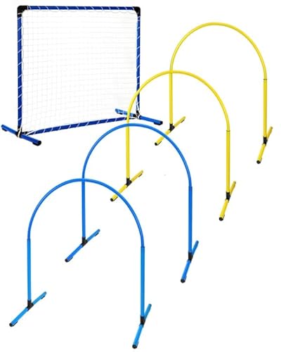 SPORTIKEL24 Hoopers Anfänger-Set – 4 Hoops + Gate – Blau/Gelb – Kunststoff – VDH-konform – Hundesport Komplettset von SPORTIKEL24