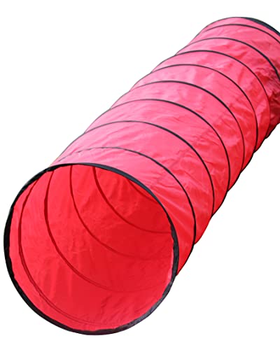SPORTIKEL24 Agility Spieltunnel Rot – 3 m Länge, Ø 60 cm – Flexibler Spieltunnel für Welpen & kleine Hunde – von Superhund von SPORTIKEL24