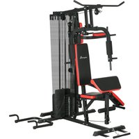 Kraftstation Multifunktionale Fitnessstation mit Butterfly-, Latzugstange Curler von SPORTNOW