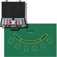 Pokerkoffer Pokerset mit 400 Chips, 11,5 Gramm, 2 Kartendecks, 5 Würfeln von SPORTNOW