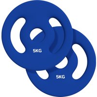 SPORTNOW 2er-Set Hantelgewichte, 2 x 5 kg Gewichte, Hantelscheiben-Set, Gewichtsscheiben für 2,5 cm Hantelstange, Ø 30 mm Bohrung, Blau   Aosom von SPORTNOW