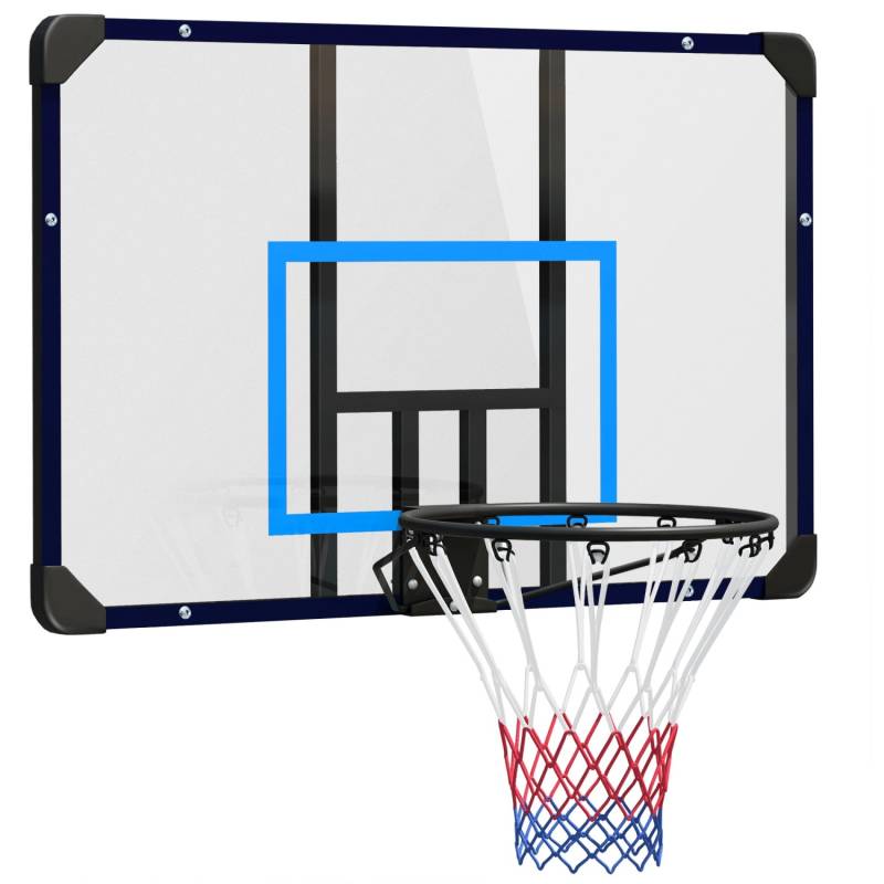SPORTNOW Basketballkorb Stahl Schwarz Transparent Blau 113L x 61B x 73H cm von SPORTNOW