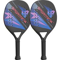 SPORTNOW Beachball-Schläger 2er Set Tennisschläger aus Kohlefaser Strandtennisschläger mit Tasche und rutschfestem Griff Schwarz   Aosom von SPORTNOW