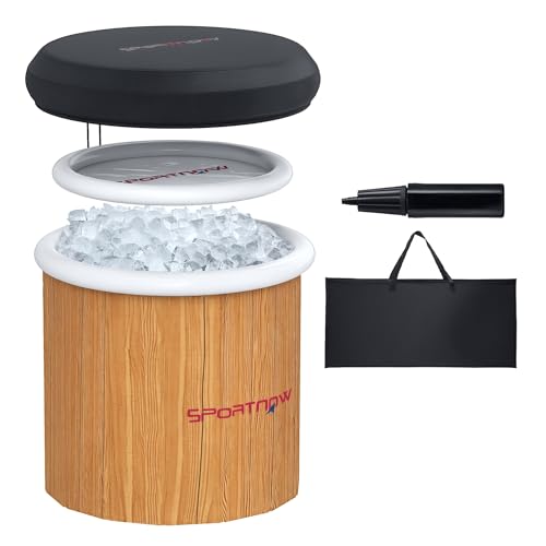 SPORTNOW Eisbad Ø80 cm Faltbare Eisbadewanne aufblasbare Eistonne mit 6 Isolierschichten Abdeckung, Tragetasche, tragbare Komplettset Erwachsene Mobiles Outdoor Eisbaden Tonne für Sportler Anfänger von SPORTNOW