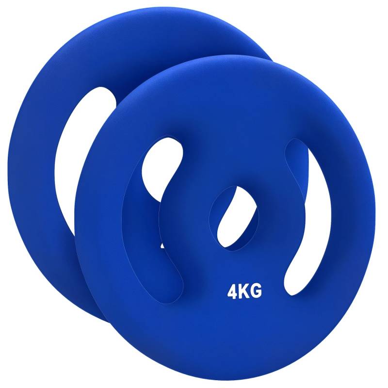 SPORTNOW Hantelscheiben 2er-Set Metall Kunststoff Blau Ø18 x 3H cm von SPORTNOW