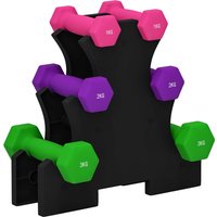 SPORTNOW Hantelset mit Ständer, 2x1 kg, 2x2 kg, 2x3 kg, Hexagonale Metallhanteln mit rutschfestem Griff, Multicolor   Aosom von SPORTNOW
