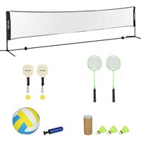 SPORTNOW Komplettset für Badminton, Pickleball und Volleyball, 3 in 1, Outdoor-Sportspiele mit höhenverstellbarem Netz 107-155 cm   Aosom von SPORTNOW
