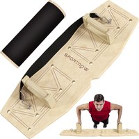 SPORTNOW Liegestützgriffe aus Holz Push Up Bars mit 8 Lochpaaren, inkl. Widerstandsbänder, 11 Übungen, Fitness Parallettes für Muskeltraining, Krafttraining Natur   Aosom von SPORTNOW