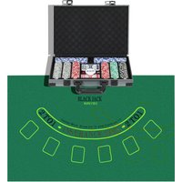 SPORTNOW Pokerkoffer Pokerset, Poker Komplett Set mit 400 Chips, 11,5 Gramm, 2 Kartendecks, 5 Würfeln, Dealer-Scheibe, Spielmatte, Aluminiumkoffer   Aosom von SPORTNOW
