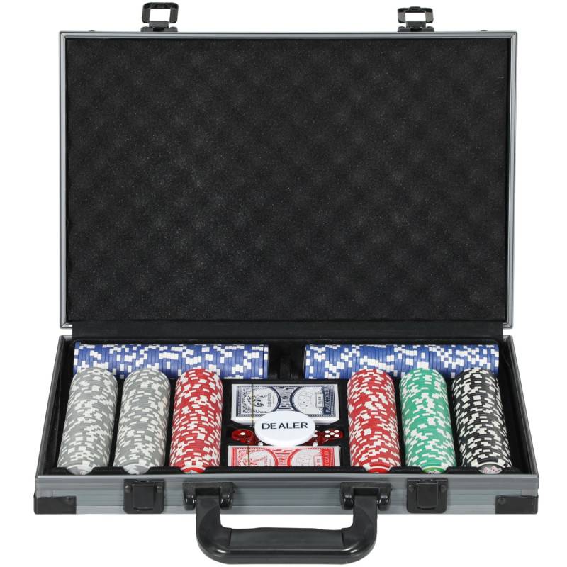 SPORTNOW Pokerset Pokerkoffer PS  Polyester Grau 39,5L x 28B x 8H cm von SPORTNOW