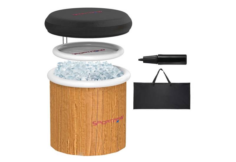 SPORTNOW Rundpool Eisbad mit Abdeckung, Tragetasche, Luftpumpe (300 Liter aufblasbare Eistonne, 1-tlg., Eisbadewanne), für Sportler & Anfänger Braun von SPORTNOW