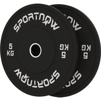 SPORTNOW Set 2 Hantelscheiben 2x5 kg aus Gummi, Scheiben für Fitnessstudio und Zuhause mit 5 cm Loch für Hanteln und Langhanteln, Schwarz   Aosom von SPORTNOW