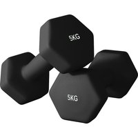SPORTNOW Set mit 2 sechseckigen Hanteln mit rutschfesten Griffen für das Training zu Hause, 2 x 5 kg, schwarz   Aosom von SPORTNOW