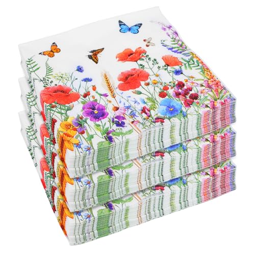 SPORWAY 120 Stück Serviette Papierserviette, Servietten Blumen, Servietten Frühling Schmetterlinge, Servietten Blumenwiese, Blumenkranz Servietten Tischdekoration für Party Dekoration - 33 x 33cm SPORWAY 120 Stück Serviette Papierserviette, Servietten Blumen, Servietten Frühling Schmetterlinge, Servietten Blumenwiese, Blumenkranz Servietten Tischdekoration für Party Dekoration - 33 x 33cm von SPORWAY