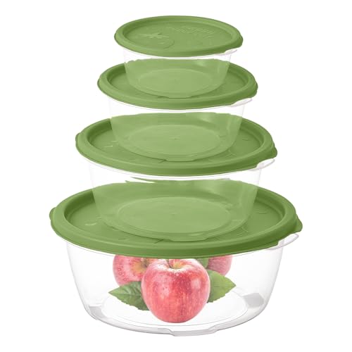 SPORWAY 4er Set Mikrowellengeschirr: Mikrowellengeschirr Mit Deckel(2000ml 1050ml 530ml 200ml), Stapelbar Spülmaschinengeeignet, Mikrowelle, BPA frei, für Bruchsicher und Kühl Gefrierschrank von SPORWAY