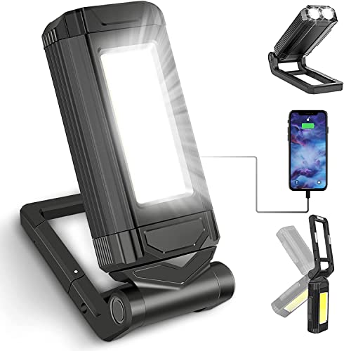 SPORWAY Arbeitsleuchte LED Werkstattlampe Wiederaufladbare Akku Werkstatt Handlampe mit Magnet COB Taschenlampe Magnetisch Arbeitslampe Inspektionsleuchte für Auto KFZ Camping Notfall (Schwarz) von SPORWAY