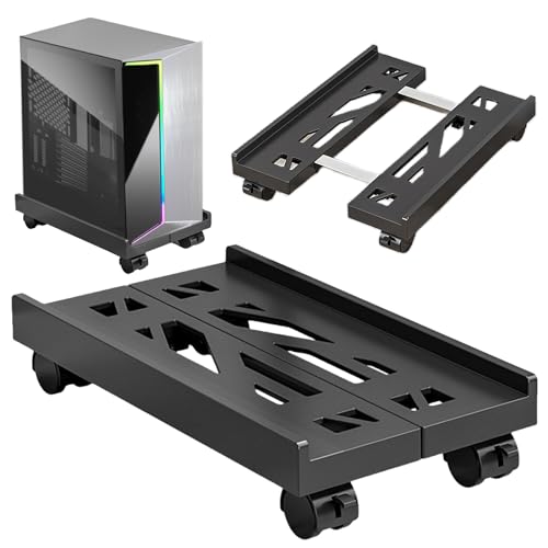 SPORWAY CPU Ständer PC Stand: Computer Halterung Universal Einstellbare CPU Ständer mit 4 Rollen, Unter Schreibtisch Computer Ständer Tower Holder Cart für Computergehäuse Hauptrahmen (Schwarz) von SPORWAY