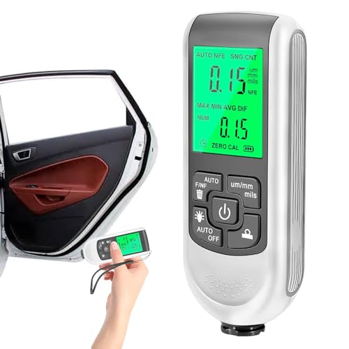 SPORWAY Digitales Schichtdickenmessgerät, Lackdickenmessgerät Auto Lackmessgerät, Ultra Hochpräzise Sonde Schichtdickenmessgerät mit LCD Display, Farbdickenmessgerät Messbereich 0-2000UM (Weiß) von SPORWAY