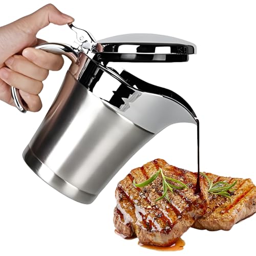 SPORWAY Edelstahl Thermo Sauciere: Doppelt Isoliert Eleganter Silberner Thermo Sauciere Soßenkanne, Isolierter Saucenbehälter mit Klapp-Deckel und Henkel, für Soße Vanillesoße Sahne SPORWAY Edelstahl Thermo Sauciere: Doppelt Isoliert Eleganter Silberner Thermo Sauciere Soßenkanne, Isolierter Saucenbehälter mit Klapp-Deckel und Henkel, für Soße Vanillesoße Sahne von SPORWAY