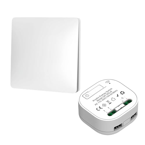 SPORWAY Funkschalter Set, Funk Lichtschalter Batterielose Funk Wandschalter mit Empfänger, IP44 Wasserdicht Wandschalter Lichtschalter Drahtlos Schalter für Innen Außenbereich von SPORWAY