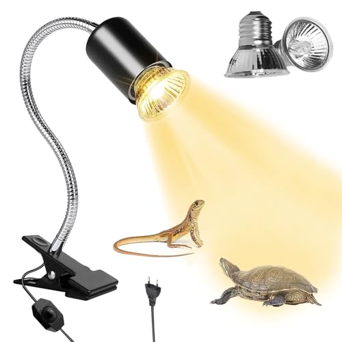 SPORWAY Schildkröten Wärmelampe mit Clip, 50W Reptilien Terrarium Heizlampe mit 2 UVA UVB-Glühbirnen, Reptilienlicht Schildkrötenleuchten Wärmespotlampe für Schildkröte, Eidechse, Spinne SPORWAY Schildkröten Wärmelampe mit Clip, 50W Reptilien Terrarium Heizlampe mit 2 UVA UVB-Glühbirnen, Reptilienlicht Schildkrötenleuchten Wärmespotlampe für Schildkröte, Eidechse, Spinne von SPORWAY