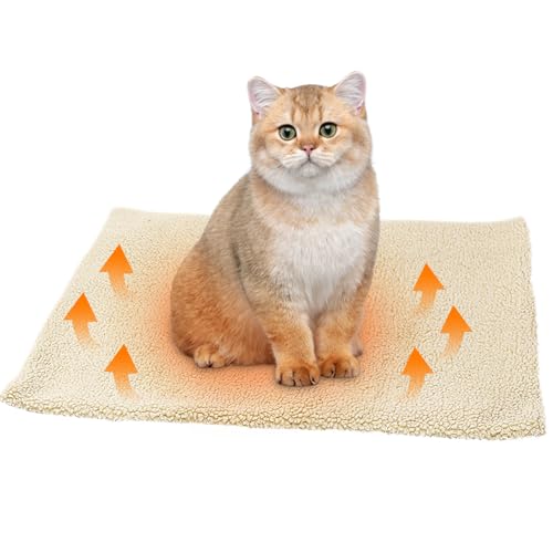 SPORWAY Selbstheizende Decke für Katzen Hunde, Heizdecke Wärmematte Katzendecke 60 x 45 cm, Wärmedecke Katzenbett Selbstwärmende Katzen Decken, Waschbare Hunde Thermodecke (Weiss) von SPORWAY