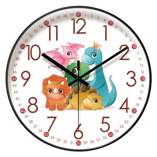 SPORWAY Wanduhr Kinder Ohne Tickgeräusche: 10'' Kinderwanduhr Jungen Mädchen, Wanduhr zum Lernen Kinderlernuhr Bunt mit Lautlosem Uhrwerk für Kinderzimmer Schlafzimmer Küche Wohnzimmer (Rosa) von SPORWAY