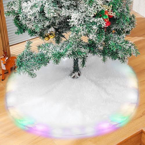 SPORWAY Weihnachtsbaumdecke Rund: 78cm Weihnachtsdecke Weiß Weihnachtsbaum Rock mit Buntes Licht, Plüsch Christbaumdecke Kunstfell Weihnachtsbaumteppich für Christbaumständer Weihnachtsdeko SPORWAY Weihnachtsbaumdecke Rund: 78cm Weihnachtsdecke Weiß Weihnachtsbaum Rock mit Buntes Licht, Plüsch Christbaumdecke Kunstfell Weihnachtsbaumteppich für Christbaumständer Weihnachtsdeko von SPORWAY