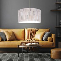 Hängelampe Wohnzimmerleuchte hängend Hängeleuchte Holzakzent Küchenlampe, Tapete multicolor, 1x E27 Fassung, DxH 50x128 cm von SPOT-LIGHT