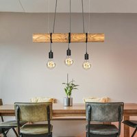Pendellampe Esstisch Hängeleuchte Holz Esszimmerlampe schwarz, Pendelleuchte Höhenverstellbar 3-flammig, Metall, 3x E27 Fassung, LxBxH 65x8x140 cm von SPOT-LIGHT