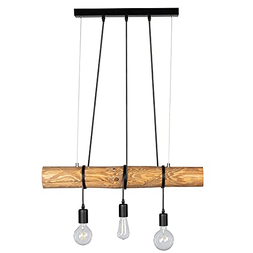 SPOT LIGHT Pendelleuchte Feris, Hängelampe aus Holz und Metall, Vintage-Look, 3-flammig, ideal für Esstisch, Wohnzimmer und Küche, E27 1968304304 Schwarz von SPOT LIGHT