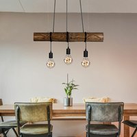 Hängelampe Esstisch Pendelleuchte schwarz Wohnzimmerlampe Holzbalken, Hängeleuchte 3-flammig Landhaus Höhenverstellbar, Metall, E27, LxBxH 65x8x140 cm von SPOT-LIGHT