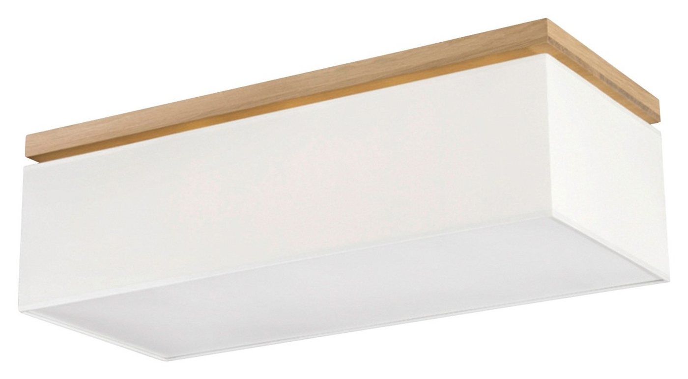 SPOT Light Deckenleuchte SEDOS, 4-flammig, Braun, Weiß, Stoffschirm, ohne Leuchtmittel, Gestell aus Eichenholz, B 70 x H 22 x T 30 cm, Deckenlampe von SPOT Light