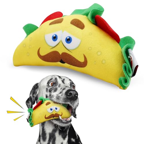 SPOT Fun Food Taco-Plüsch-Hundespielzeug mit Quietscher, interaktives, weiches, quietschendes Spielzeug für Hunde und Welpen, hält Haustiere unterhalten, niedliches und lustiges Kauspielzeug aus von SPOT
