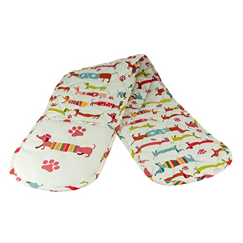 SPOTTED DOG GIFT COMPANY - Doppelter Ofenhandschuh mit süßen Dackel-Motiven - hitzebeständiger Topflappen - aus hochwertiger Baumwolle - Geschenk für Hundeliebhaber von SPOTTED DOG GIFT COMPANY