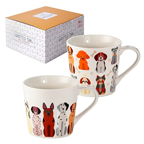 SPOTTED DOG GIFT COMPANY Kaffeebecher Kaffeetassen Teetassen Paar Tassen mit Hundemotiv, Geschenk für Hundeliebhaber Hundebesitzer, Keramik 380ml von SPOTTED DOG GIFT COMPANY