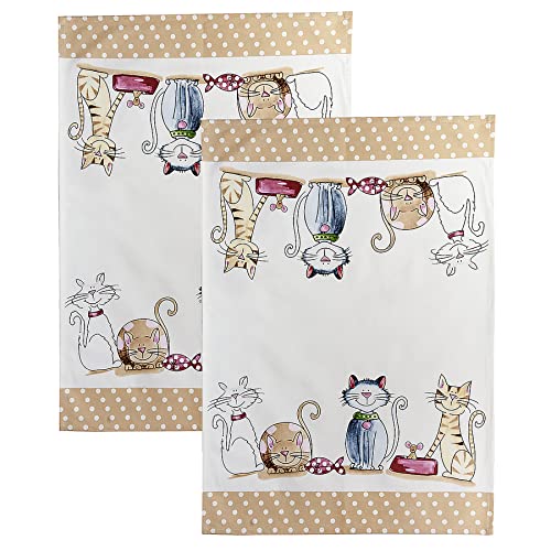 SPOTTED DOG GIFT COMPANY - 2er Set Geschirrtücher Küchentücher Trockentücher Küche aus 100% Baumwolle 50 x 70 cm, niedliches Katzen-Motiv Katze Geschenk für Katzenliebhaber und Köche von SPOTTED DOG GIFT COMPANY