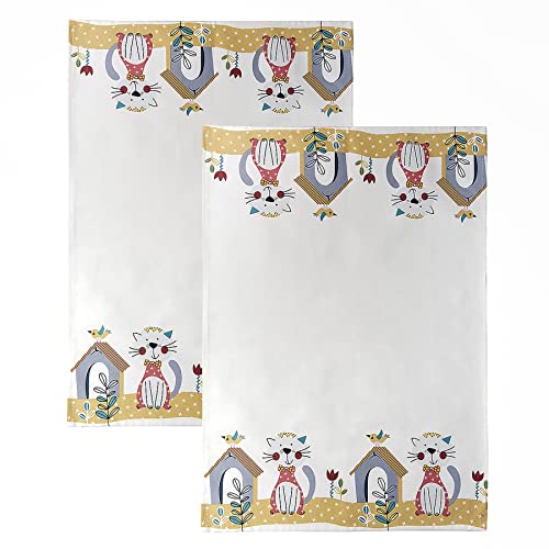 SPOTTED DOG GIFT COMPANY 2er Set Geschirrtücher Baumwolle in 50x70 cm - saugstarke und langlebige Küchentücher, Geschirrhandtücher mit Katzenmotiv, Katze Geschenk für Katzenliebhaber von SPOTTED DOG GIFT COMPANY