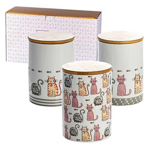 SPOTTED DOG GIFT COMPANY - 3er Set Vorratsdosen Keramik mit Deckel, Vorratsdosen Set, Teedose Keramikdose, Kaffeedose, Aufbewahrungsbox mit Bambus-Deckel, Vorratsdose für Tee Kaffee Zucker SPOTTED DOG GIFT COMPANY - 3er Set Vorratsdosen Keramik mit Deckel, Vorratsdosen Set, Teedose Keramikdose, Kaffeedose, Aufbewahrungsbox mit Bambus-Deckel, Vorratsdose für Tee Kaffee Zucker von SPOTTED DOG GIFT COMPANY