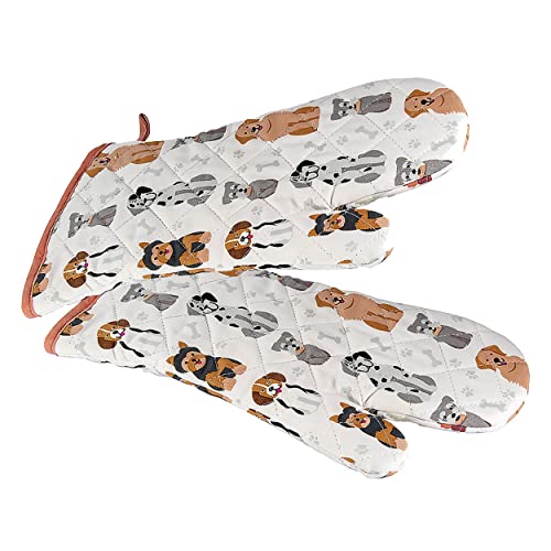 SPOTTED DOG GIFT COMPANY - Backhandschuhe Hitzebestaendig, Topfhandschuhe Ofenhandschuhe Lang mit Hund Motiv, Geschenk für Frauen Damen und Männer von SPOTTED DOG GIFT COMPANY