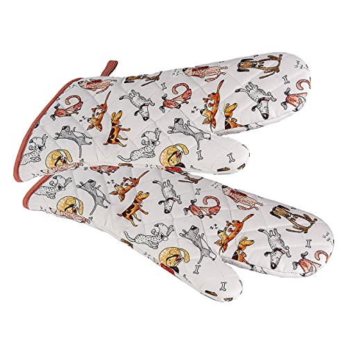 SPOTTED DOG GIFT COMPANY - Backhandschuhe Hitzebestaendig, Topfhandschuhe Ofenhandschuhe Lang mit Lustige Hund Motiv, Geschenk für Frauen Damen und Männer von SPOTTED DOG GIFT COMPANY