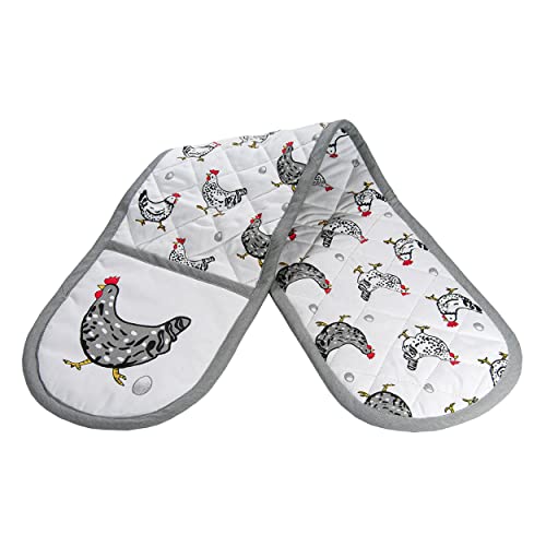 SPOTTED DOG GIFT COMPANY - Doppelter Ofenhandschuh mit Hühner-Motiven - Baumwolle - Küchenhandschuhe zum Grillen, Backen und Kochen - Geschenk für Hühnerliebhaber von SPOTTED DOG GIFT COMPANY