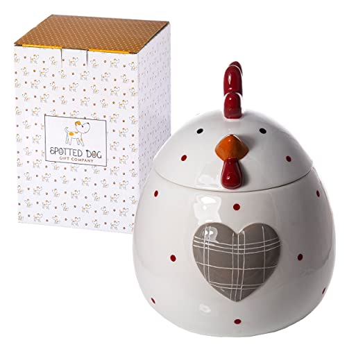 SPOTTED DOG GIFT COMPANY - Keksdose Keramik, Vorratsdose 1.9L mit Deckel, Hühner Huhn Deko und Geschenk für Frauen Männer Tierlieberhaber (Weiß) SPOTTED DOG GIFT COMPANY - Keksdose Keramik, Vorratsdose 1.9L mit Deckel, Hühner Huhn Deko und Geschenk für Frauen Männer Tierlieberhaber (Weiß) von SPOTTED DOG GIFT COMPANY