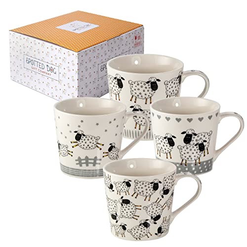 SPOTTED DOG GIFT COMPANY - Kaffeetassen - Originelle Frühstückstassen mit Schaf, Set 4 - Geschenke für Frauen und Männer, Keramik 380ml / 13oz von SPOTTED DOG GIFT COMPANY