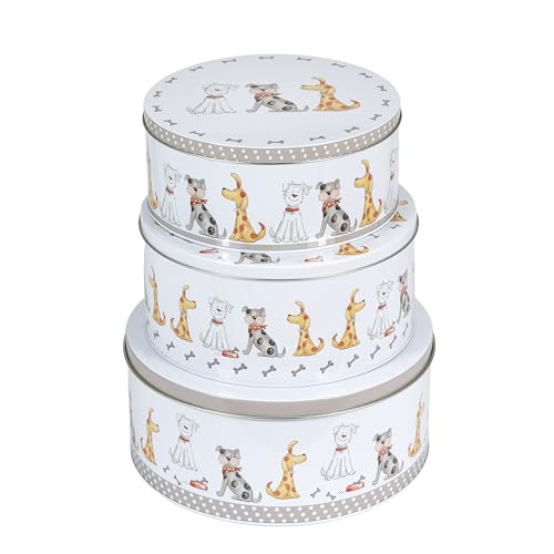 SPOTTED DOG GIFT COMPANY Keksdose Metall, Gebäckdosen 3er Set Plätzchendosen für Kuchen, Kekse & Snacks 25x11cm, 22x10cm, 20x8,6cm mit Hundemotiv, Geschenk für Hundebesitzer von SPOTTED DOG GIFT COMPANY