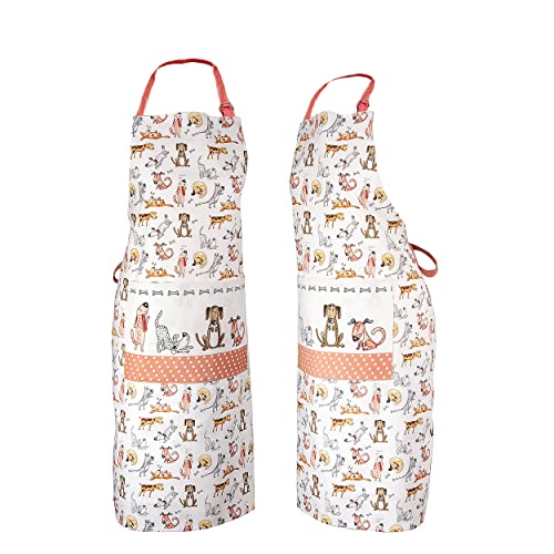 SPOTTED DOG GIFT COMPANY - Küchenschürze für Frauen Damen lustiges Hundemotiv Kochschürze Baumwolle mit Taschen zum Kochen, Hund Geschenk für Hundeliebhaber von SPOTTED DOG GIFT COMPANY