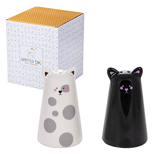 SPOTTED DOG GIFT COMPANY - Salz- und Pfefferstreuer im Katzen-Design - Geschenk für Katzenliebhaber - Schwarz und Weiß von SPOTTED DOG GIFT COMPANY