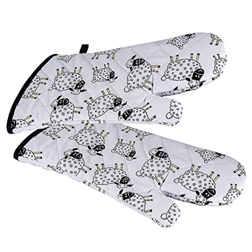 SPOTTED DOG GIFT COMPANY - Topflappen Handschuh, hitzebeständig extra lang Schaf-Motiv Küche Deko Tierliebhaber Geschenk für Frauen und Koch von SPOTTED DOG GIFT COMPANY
