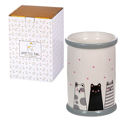 SPOTTED DOG GIFT COMPANY - Utensilienhalter für die Küche - 16 x 11 cm - Katzen-Motiv, Geschenk für Katzenliebhaber von SPOTTED DOG GIFT COMPANY