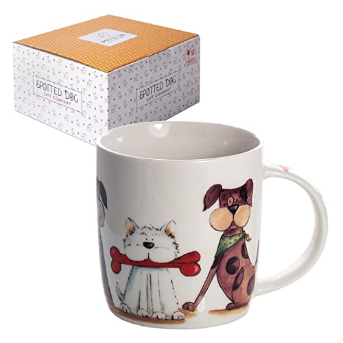 SPOTTED DOG GIFT COMPANY Hund Tasse, Kaffeebecher Kaffeetasse aus Porzellan - Motiv: Süß Hunde - 350ml, Spülmaschinengeeignet, Geschenk für Hundebesitzer von SPOTTED DOG GIFT COMPANY